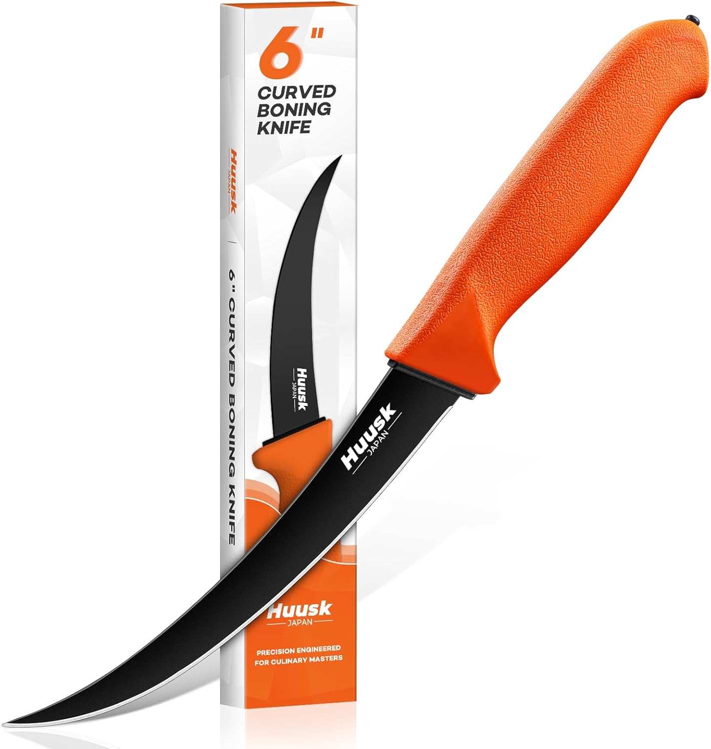 Huusk Butcher Knife Set - Meat Processing Kit with Roll Bag, Gift for Men | German Stainless Steel, High-Visibility & Non-slip, Butcher Skinning Boning Caping, Game Processing for Deer, Duck, Poultry