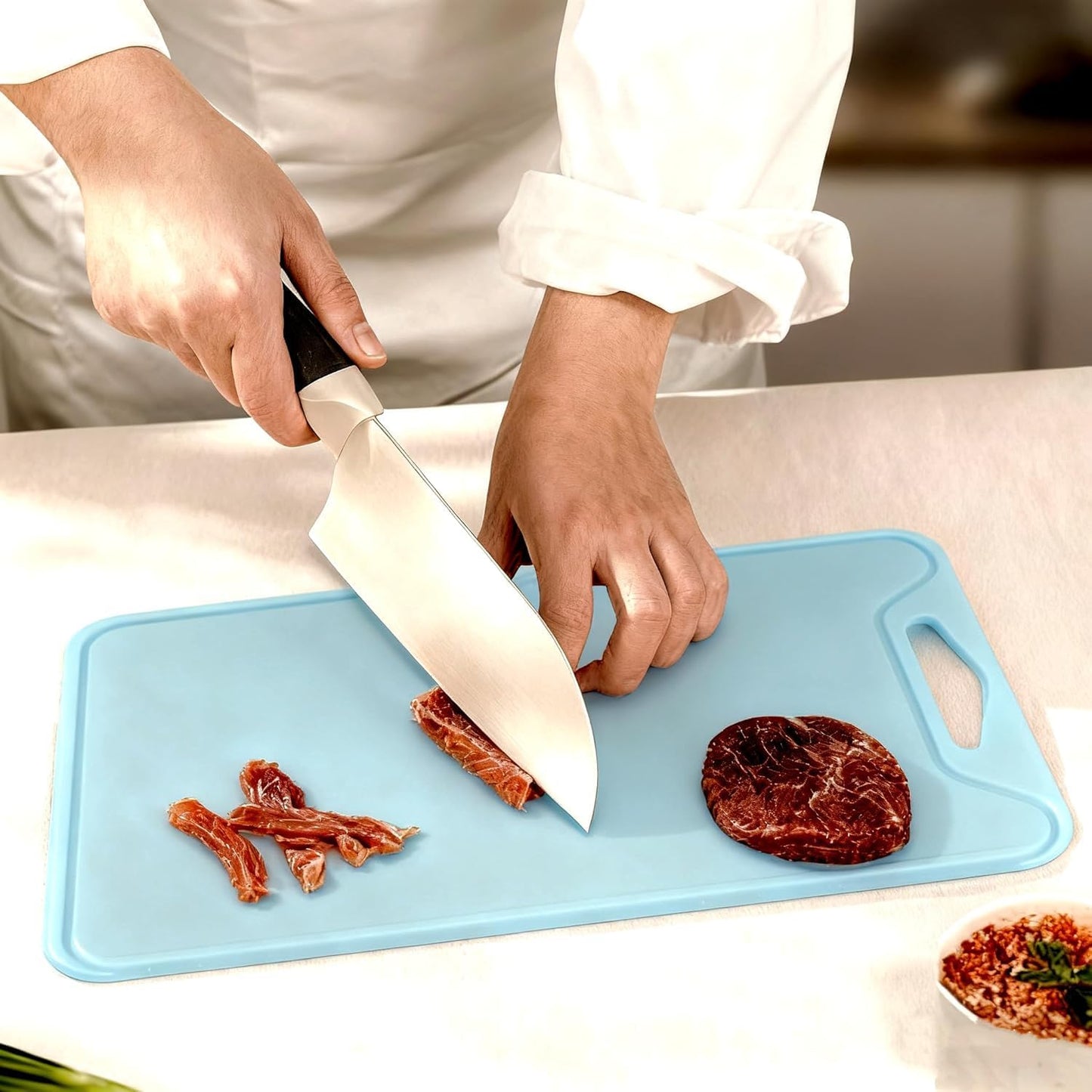 Silicone Cutting Board,8.6 * 11.8in BPA Free Flexible Kitchen Chopping Board for Meat, Vegetables and Fruit,Dishwasher Safe (Deep Purple)