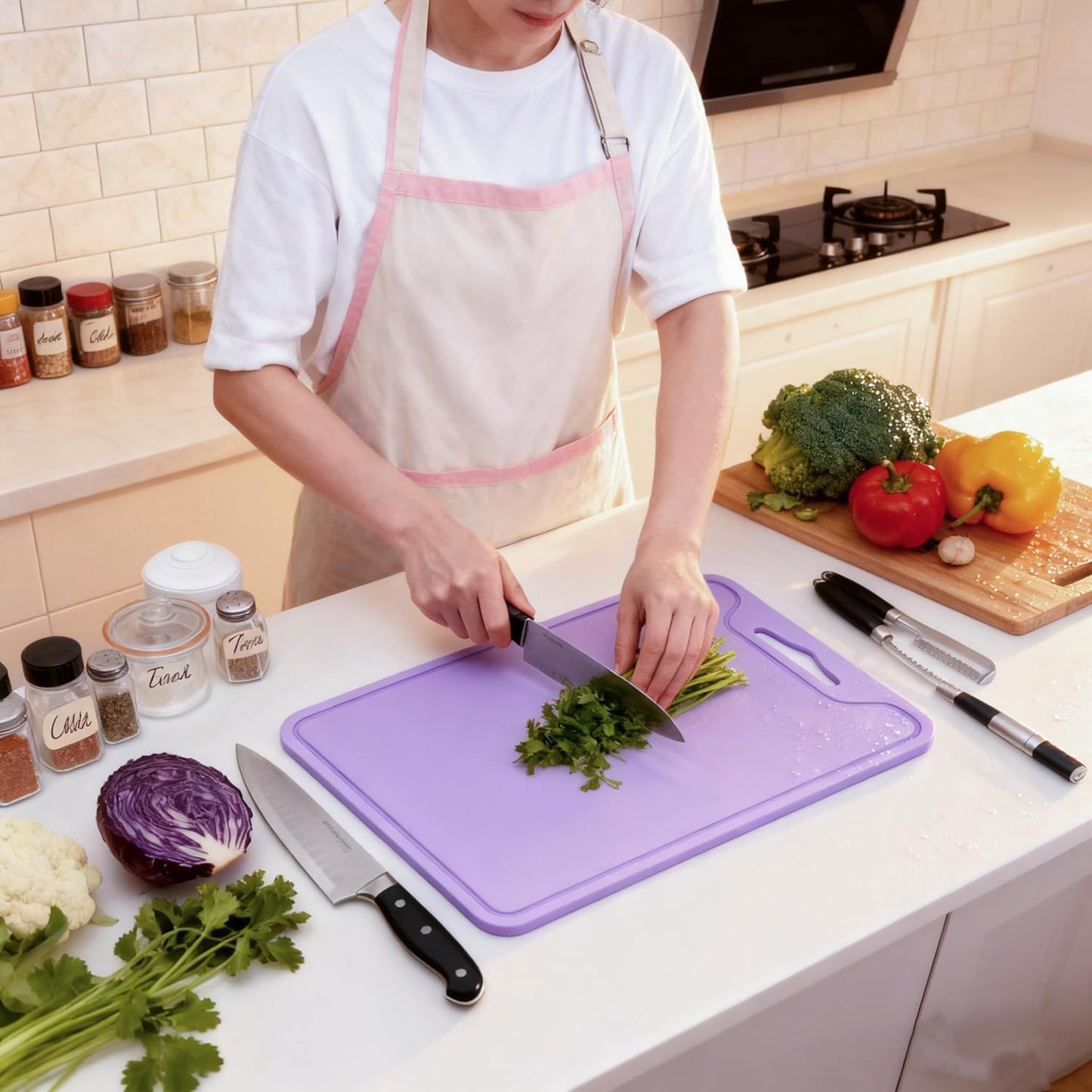 Silicone Cutting Board,8.6 * 11.8in BPA Free Flexible Kitchen Chopping Board for Meat, Vegetables and Fruit,Dishwasher Safe (Deep Purple)
