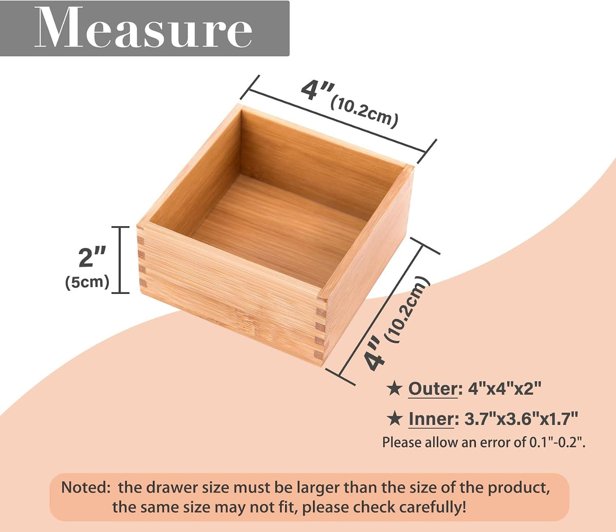 Bamboo Drawer Oragnizer Box, Kitchen Seasoning Organizer Tray, Tableware Knife Fork Organizer Box, Home Drawer Sorting Box, Bamboo 12"*4"