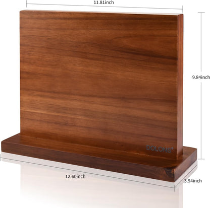 Magnetic Knife Block,Acacia Wood And Resin Kitchen Magnetic Knife Holder，Equipped with strong magnets,Multifunctional Double Side Knife Storage Organizer for Kitchen Counter ，Gifts for new home