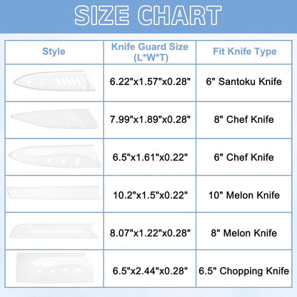 2 Pack PP Safety Knife Cover Sleeves, Blade Edge Guards Protectors, Universal Knife Sheath for 6" Kitchen Knife, White