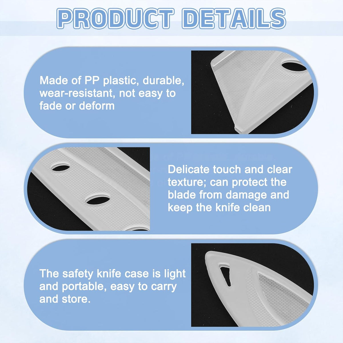 2 Pack PP Safety Knife Cover Sleeves, Blade Edge Guards Protectors, Universal Knife Sheath for 6" Kitchen Knife, White
