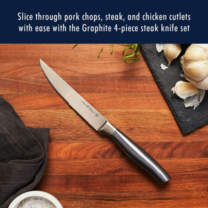 Graphite Razor-Sharp Steak Knife Set of 4, German Engineered Informed by 100+ Years of Mastery