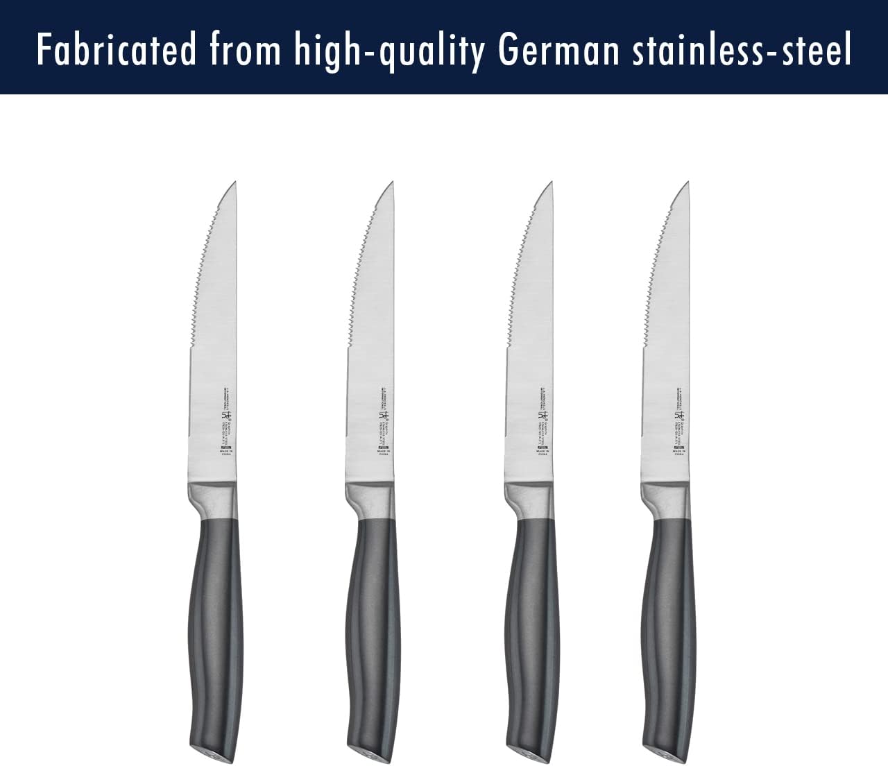 Graphite Razor-Sharp Steak Knife Set of 4, German Engineered Informed by 100+ Years of Mastery