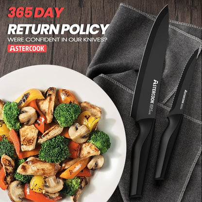 Knife Set, 21 Pieces Knife Sets for Kitchen with Block, Dishwasher Safe Kitchen Knife Set with Built-in Sharpener, German Stainless Steel Black Knife Block Set, Fathers Day Gift for Men