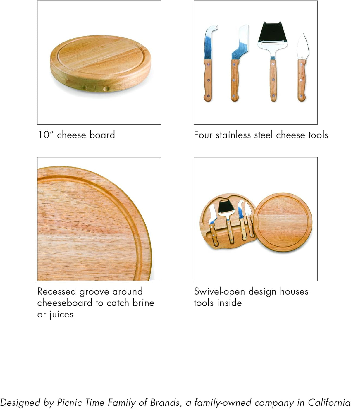 PICNIC TIME NFL Circo Cheese Board and Knife Set - Charcuterie Board Set - Wood Cutting Board