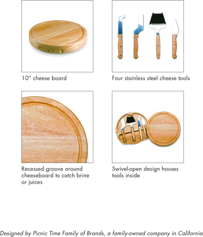 PICNIC TIME NFL Circo Cheese Board and Knife Set - Charcuterie Board Set - Wood Cutting Board