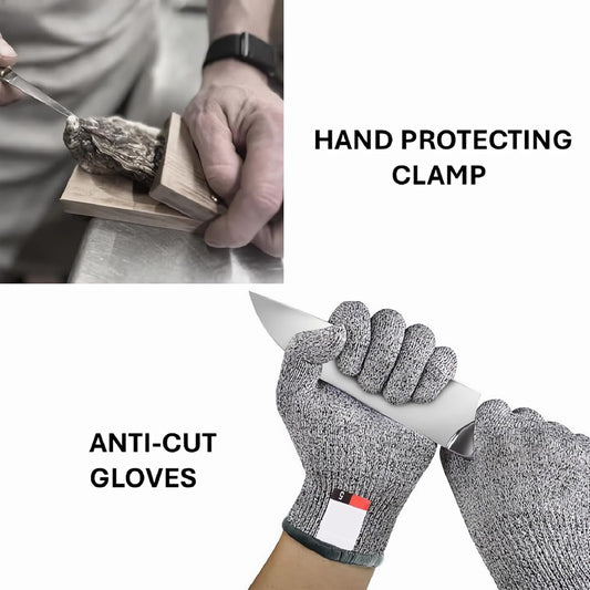 Oyster Shucking Knife with Bottle Opener and Gloves Set of 2 Pack Stainless Steel Wooden Handle with Oyster Clamp