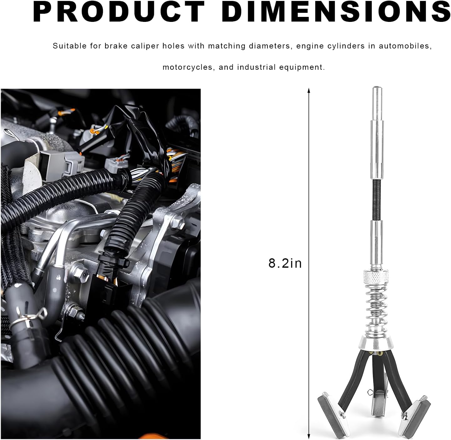 Engine Cylinder Hone Tool, 3/4" to 2-1/2" Brake Piston Hone Deglazer with 1-1/8" 220 Grit Stones, Universal Adjustable 3 Claws Car Cylinder Honing Tool for Grinding Holes