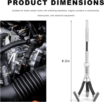 Engine Cylinder Hone Tool, 3/4" to 2-1/2" Brake Piston Hone Deglazer with 1-1/8" 220 Grit Stones, Universal Adjustable 3 Claws Car Cylinder Honing Tool for Grinding Holes