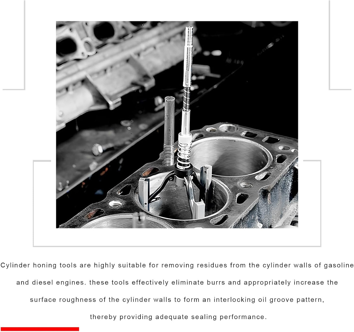 Engine Cylinder Hone Tool, 3/4" to 2-1/2" Brake Piston Hone Deglazer with 1-1/8" 220 Grit Stones, Universal Adjustable 3 Claws Car Cylinder Honing Tool for Grinding Holes