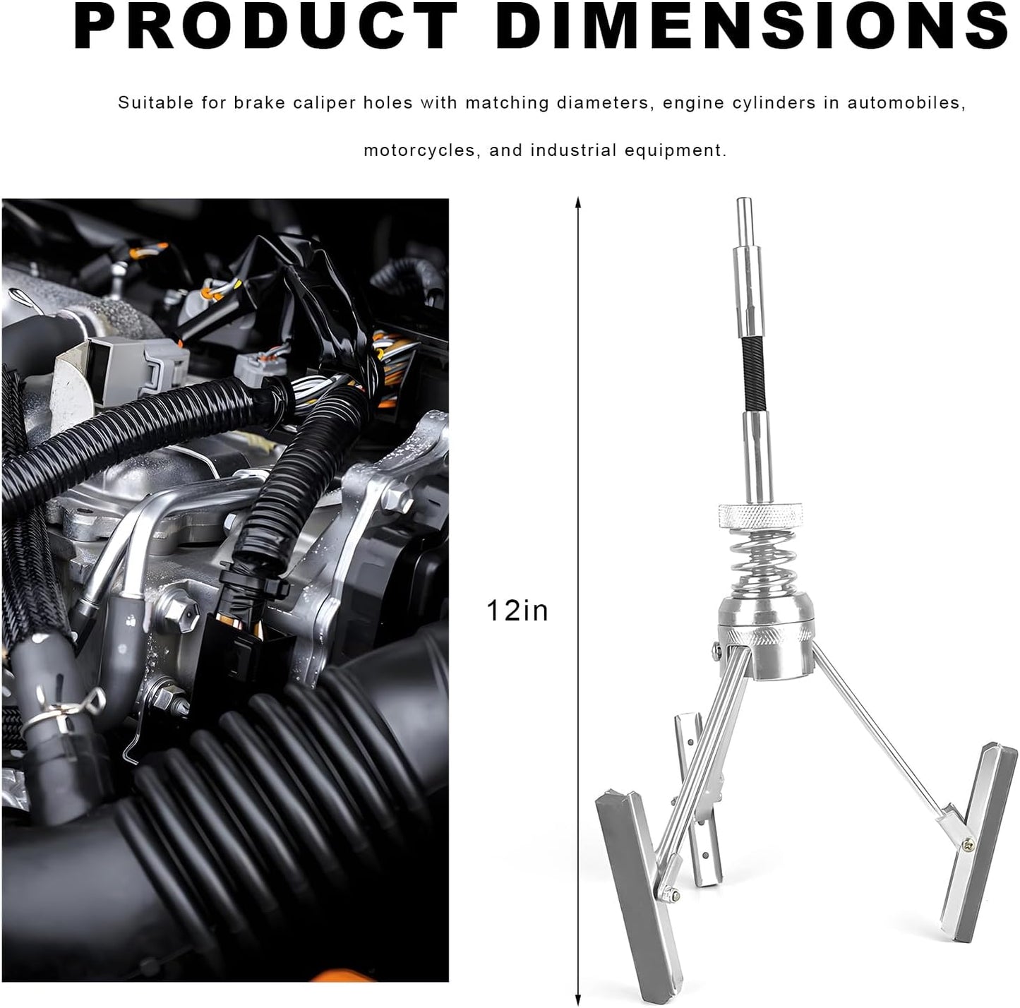 Engine Cylinder Hone Tool, 3/4" to 2-1/2" Brake Piston Hone Deglazer with 1-1/8" 220 Grit Stones, Universal Adjustable 3 Claws Car Cylinder Honing Tool for Grinding Holes