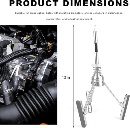 Engine Cylinder Hone Tool, 3/4" to 2-1/2" Brake Piston Hone Deglazer with 1-1/8" 220 Grit Stones, Universal Adjustable 3 Claws Car Cylinder Honing Tool for Grinding Holes