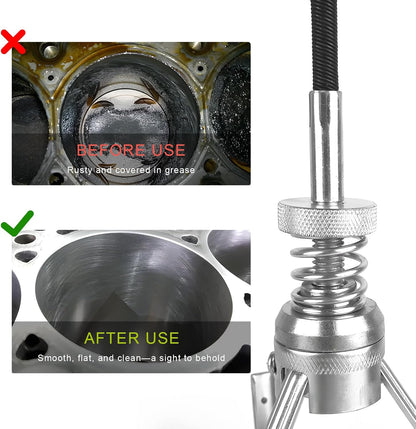 Engine Cylinder Hone Tool, 3/4" to 2-1/2" Brake Piston Hone Deglazer with 1-1/8" 220 Grit Stones, Universal Adjustable 3 Claws Car Cylinder Honing Tool for Grinding Holes