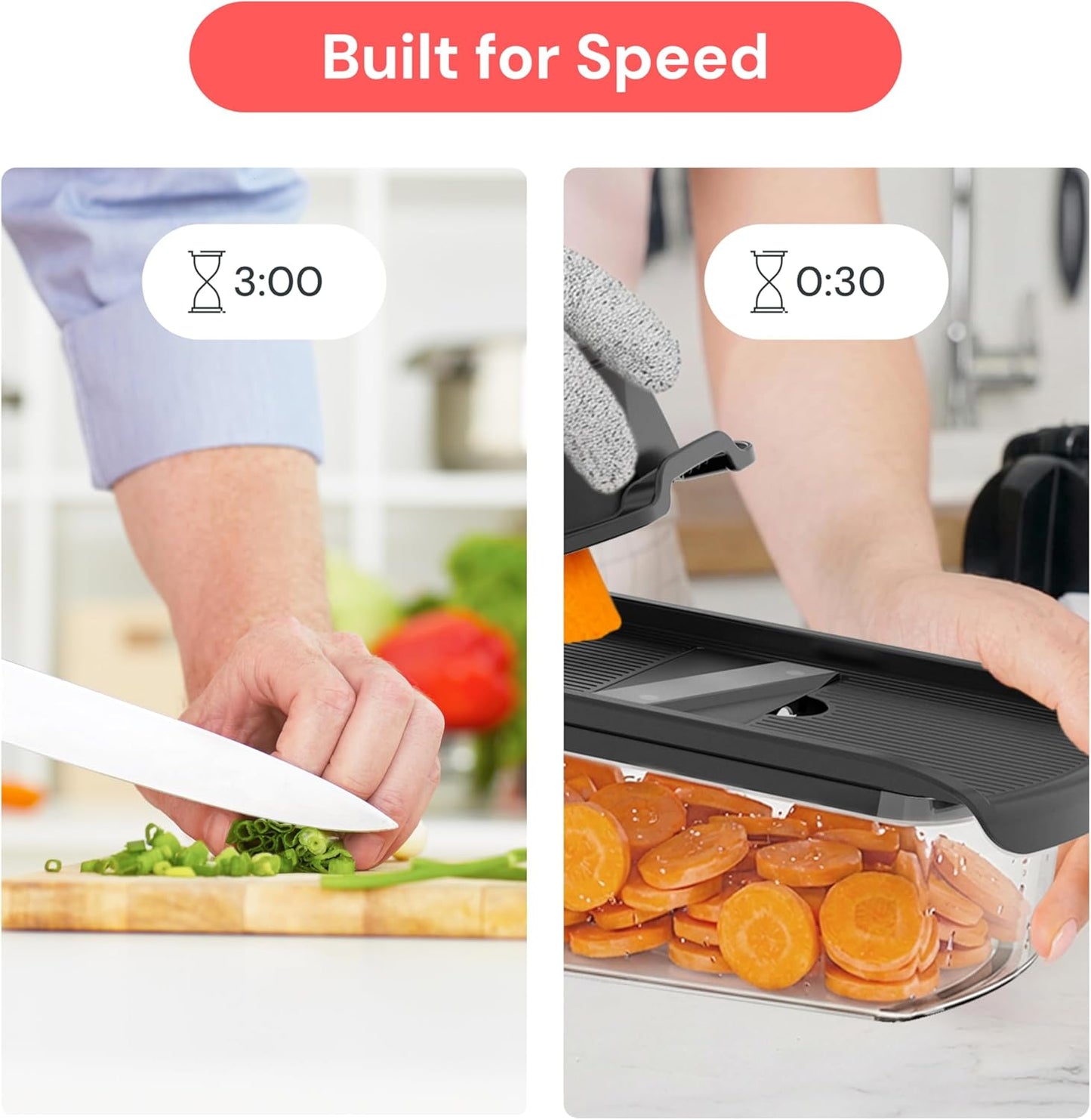 Pro Mandoline Vegetable Slicer, Grater & Spiralizer with Container | 6 in 1 Fruit Cutter, Cheese Grater & Spiralizer with Safety Gloves, Stainless Steel Blades & Container (White)