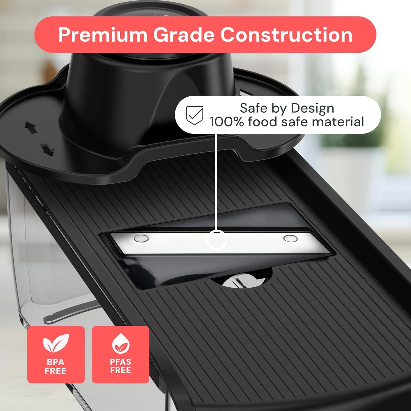 Pro Mandoline Vegetable Slicer, Grater & Spiralizer with Container | 6 in 1 Fruit Cutter, Cheese Grater & Spiralizer with Safety Gloves, Stainless Steel Blades & Container (White)