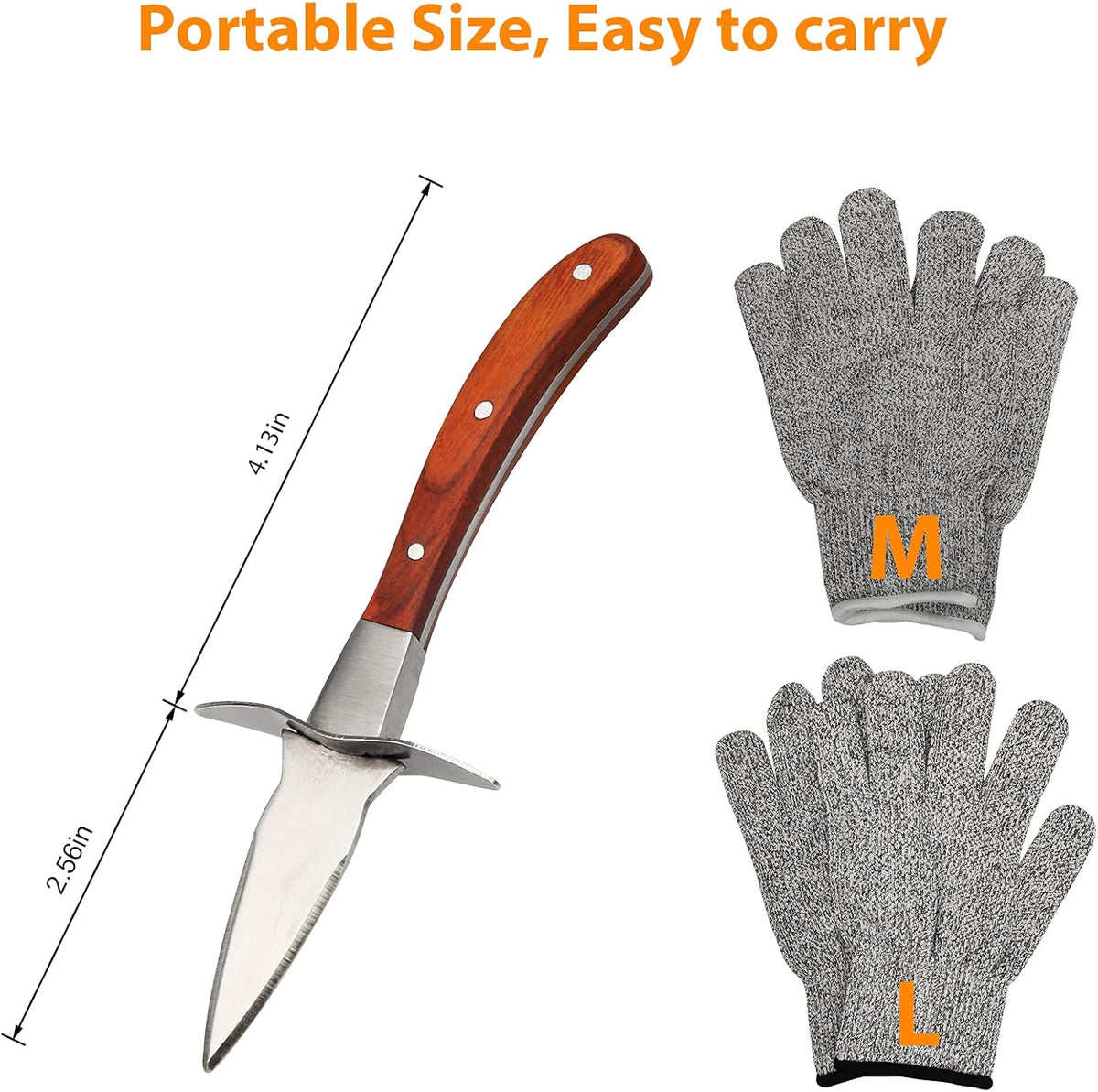 Oyster Shucking Knife with 4 Gloves, Stainless Steel Shucker Oyster Knife Set for Ark Shell, Clams