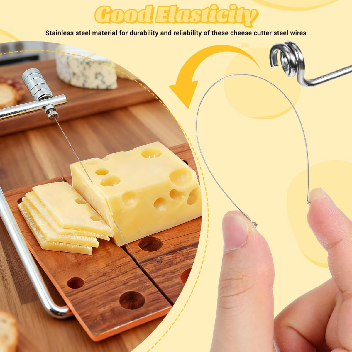 Cheese Cutter Wire Replacement 10 Pcs 5.51 Inch Stainless Steel Cheese Slicer Wire for Easy Slicing Ham Butter Kitchen Gadget Tool