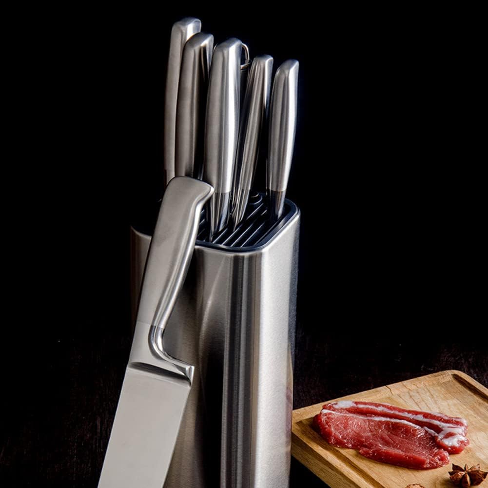 Universal Knife Block, Knife Holder without Knives, Stainless Steel Knife Storage Block for Kitchen Counter,Space-Saving Knife Storage Organizer Countertop, Detachable for Easy Cleaning