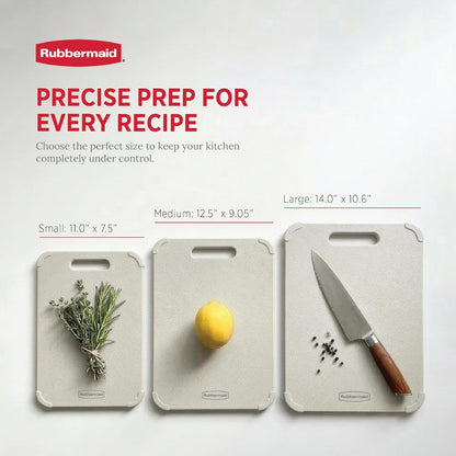 3pc Reversible Wheat Fiber Cutting Board Set | BPA Free Non Toxic Cutting Boards for Kitchen – Dishwasher Safe, Non-Slip Corners & Lightweight | For Meat, Veggies & Fruits