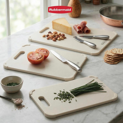 3pc Reversible Wheat Fiber Cutting Board Set | BPA Free Non Toxic Cutting Boards for Kitchen – Dishwasher Safe, Non-Slip Corners & Lightweight | For Meat, Veggies & Fruits