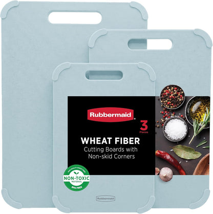 3pc Reversible Wheat Fiber Cutting Board Set | BPA Free Non Toxic Cutting Boards for Kitchen – Dishwasher Safe, Non-Slip Corners & Lightweight | For Meat, Veggies & Fruits