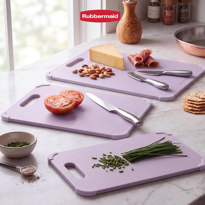 3pc Reversible Wheat Fiber Cutting Board Set | BPA Free Non Toxic Cutting Boards for Kitchen – Dishwasher Safe, Non-Slip Corners & Lightweight | For Meat, Veggies & Fruits