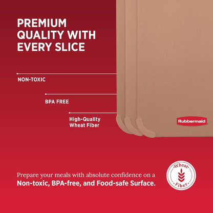 3pc Reversible Wheat Fiber Cutting Board Set | BPA Free Non Toxic Cutting Boards for Kitchen – Dishwasher Safe, Non-Slip Corners & Lightweight | For Meat, Veggies & Fruits