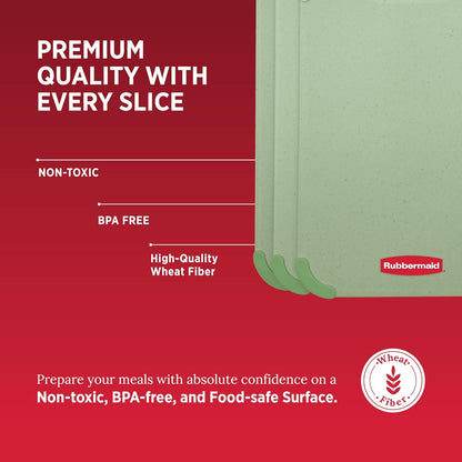 3pc Reversible Wheat Fiber Cutting Board Set | BPA Free Non Toxic Cutting Boards for Kitchen – Dishwasher Safe, Non-Slip Corners & Lightweight | For Meat, Veggies & Fruits