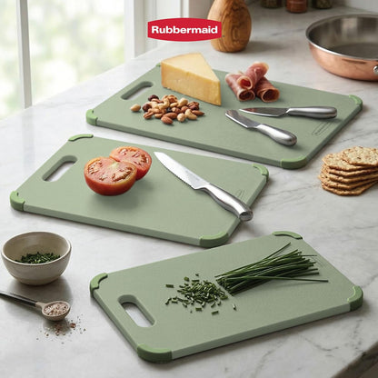 3pc Reversible Wheat Fiber Cutting Board Set | BPA Free Non Toxic Cutting Boards for Kitchen – Dishwasher Safe, Non-Slip Corners & Lightweight | For Meat, Veggies & Fruits