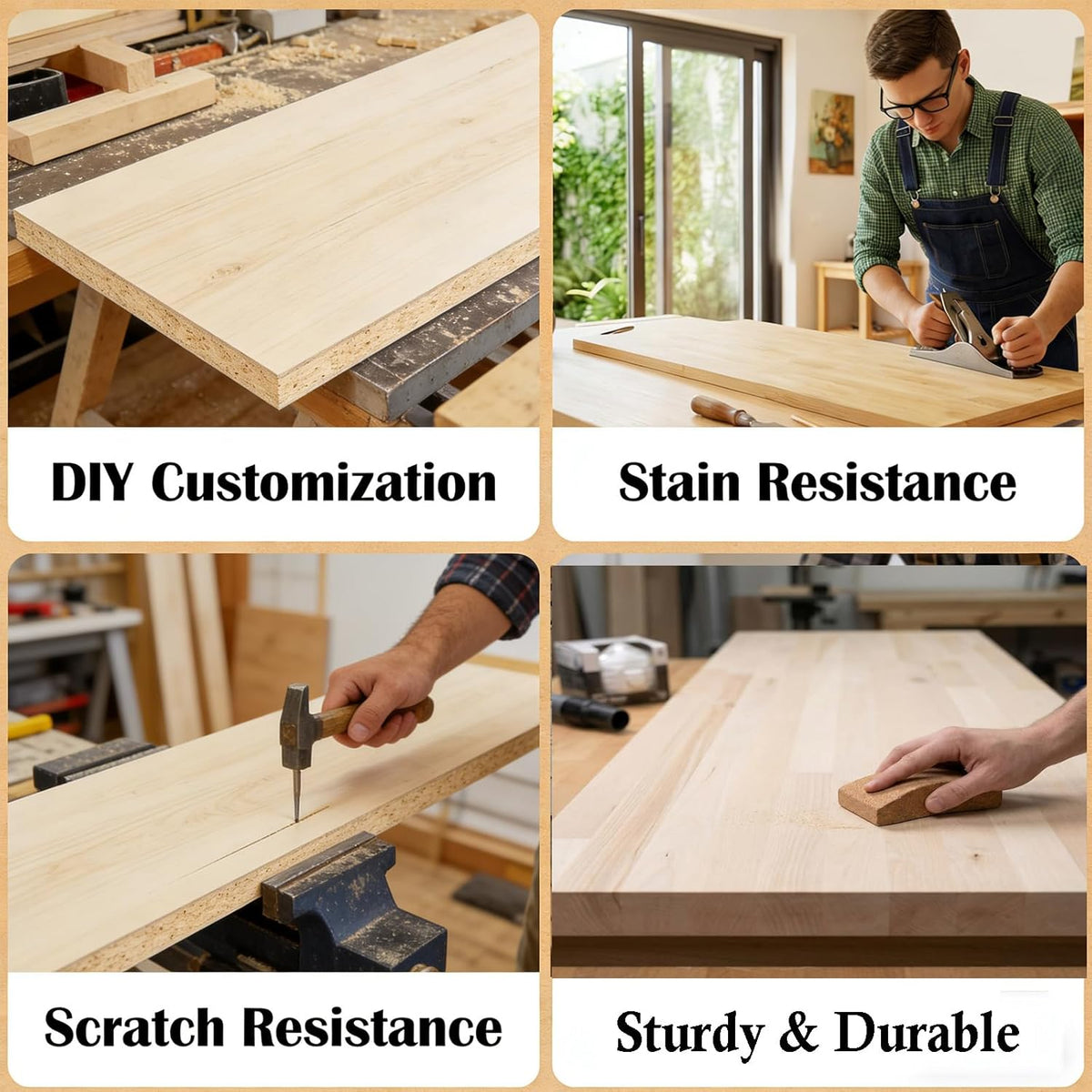 6FT x 25IN Solid Birch Wood Butcher Block Countertop - 72 * 25 * 1.5 Inch Thick Unfinished Heavy Duty DIY Butcher Block for Kitchen Island, Bar Top, Workbench, Laundry Room Dining Table