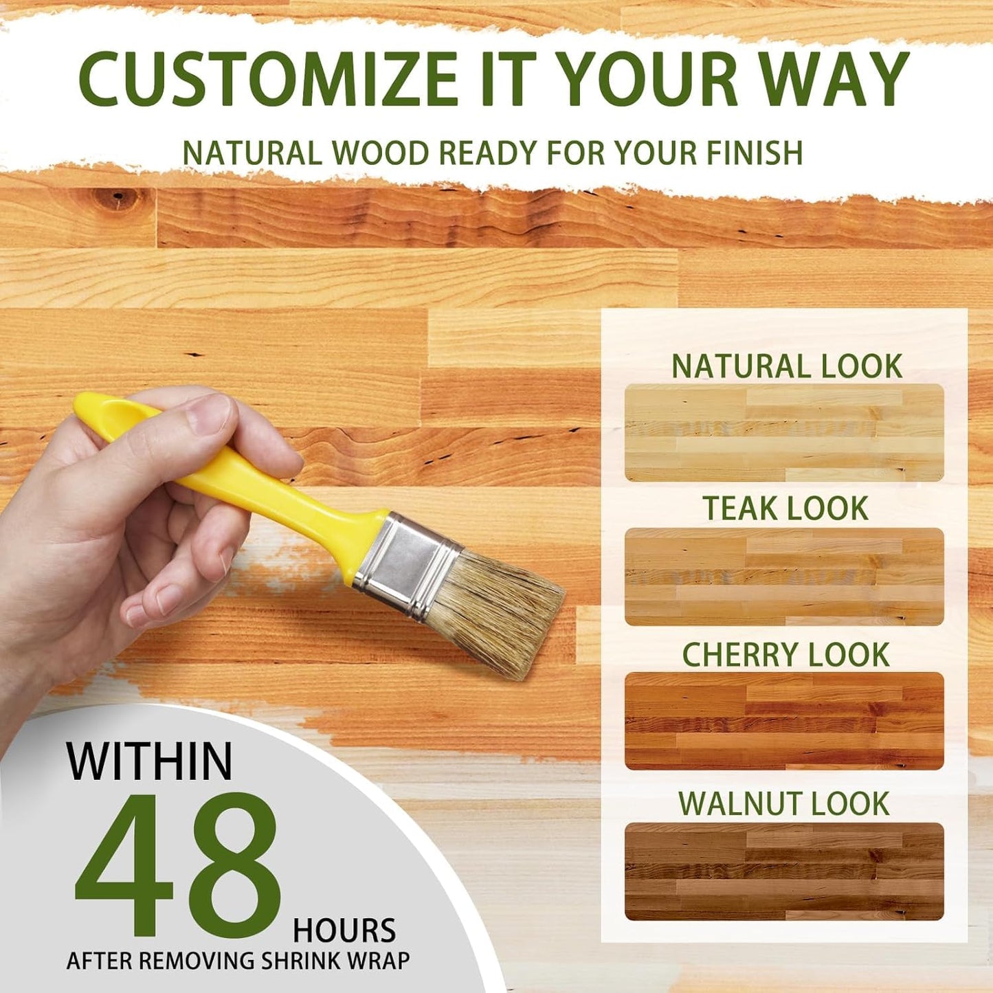 6FT x 25IN Solid Birch Wood Butcher Block Countertop - 72 * 25 * 1.5 Inch Thick Unfinished Heavy Duty DIY Butcher Block for Kitchen Island, Bar Top, Workbench, Laundry Room Dining Table