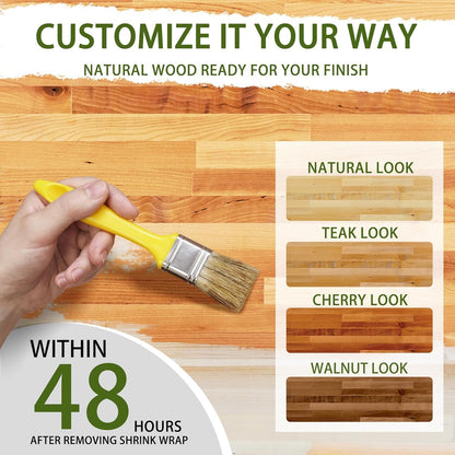 6FT x 25IN Solid Birch Wood Butcher Block Countertop - 72 * 25 * 1.5 Inch Thick Unfinished Heavy Duty DIY Butcher Block for Kitchen Island, Bar Top, Workbench, Laundry Room Dining Table