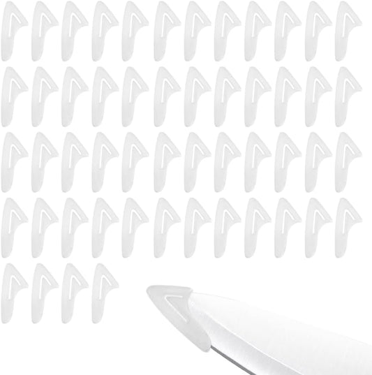 100 Pcs Blade Knife Tip Protector, White Knife Edge Guards Blade Protector, Knife Tip Sleeves Cover Knife Tip Edge Point Anti-scratch Protection for Home Chef Kitchen Supplies, 36 x 1.57 x 4.1 mm