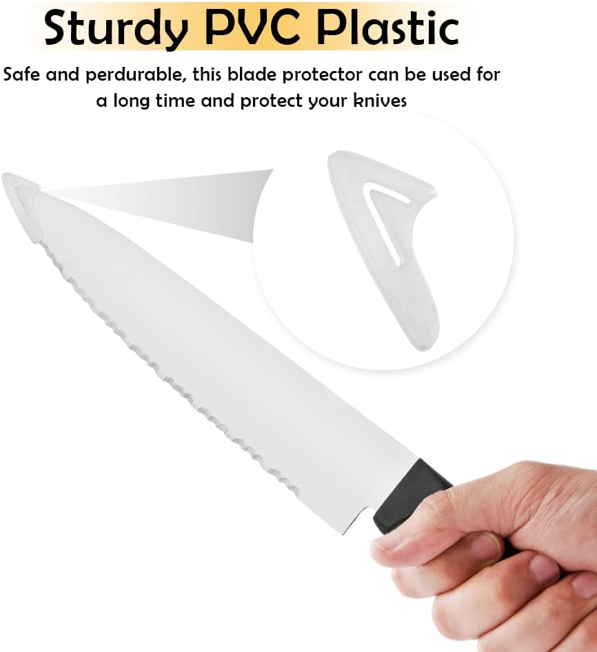 100 Pcs Blade Knife Tip Protector, White Knife Edge Guards Blade Protector, Knife Tip Sleeves Cover Knife Tip Edge Point Anti-scratch Protection for Home Chef Kitchen Supplies, 36 x 1.57 x 4.1 mm