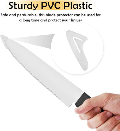 100 Pcs Blade Knife Tip Protector, White Knife Edge Guards Blade Protector, Knife Tip Sleeves Cover Knife Tip Edge Point Anti-scratch Protection for Home Chef Kitchen Supplies, 36 x 1.57 x 4.1 mm