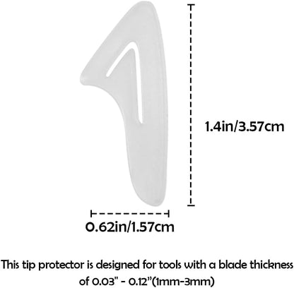 100 Pcs Blade Knife Tip Protector, White Knife Edge Guards Blade Protector, Knife Tip Sleeves Cover Knife Tip Edge Point Anti-scratch Protection for Home Chef Kitchen Supplies, 36 x 1.57 x 4.1 mm