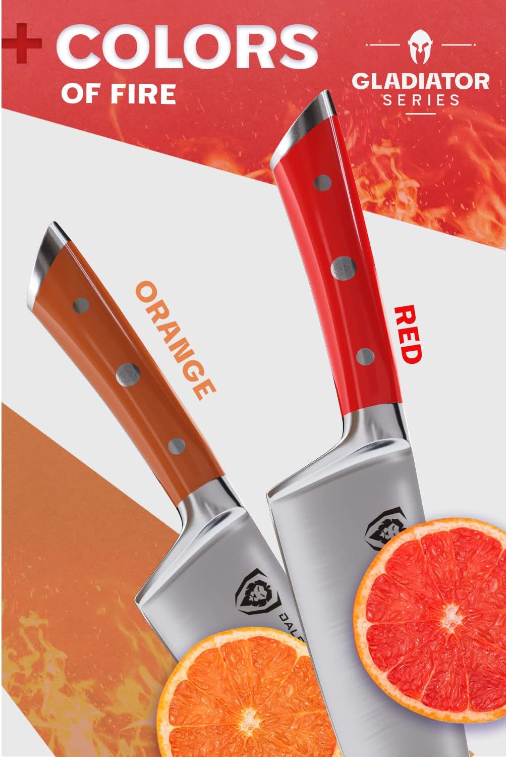 Chef Knife - 8 inch Blade - Gladiator Series - Forged High Carbon German Steel - Razor Sharp Kitchen Knife - Professional Full Tang Knives - Crimson Red Handle ABS - Sheath - NSF Certified
