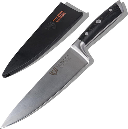 Chef Knife - 8 inch Blade - Gladiator Series - Forged High Carbon German Steel - Razor Sharp Kitchen Knife - Professional Full Tang Knives - Crimson Red Handle ABS - Sheath - NSF Certified