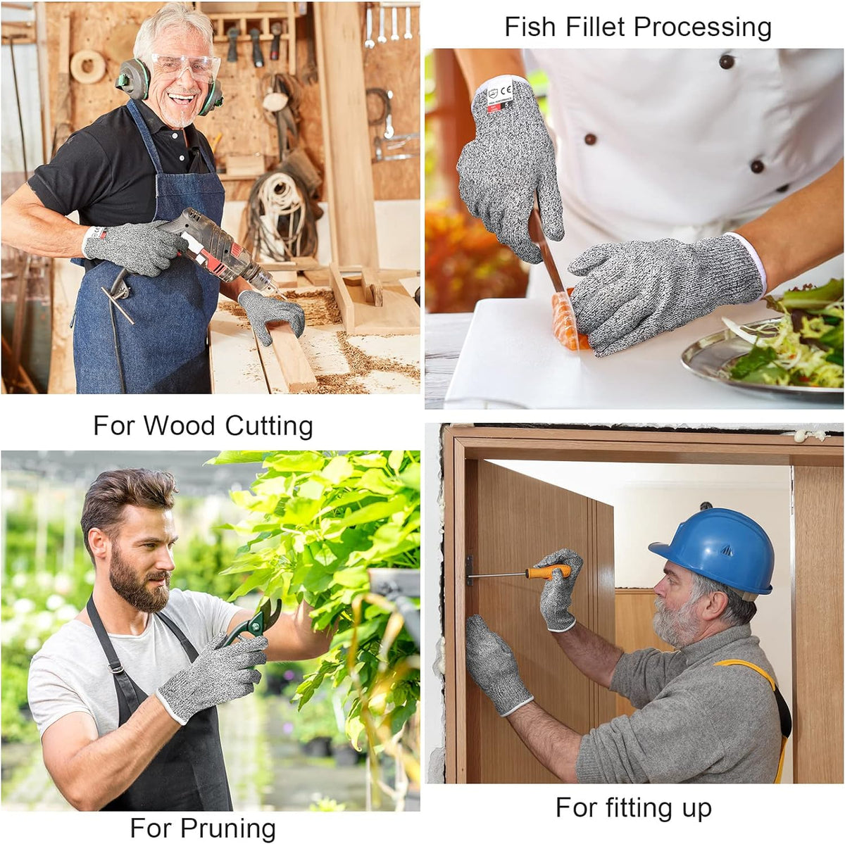 15 Pairs Cut Resistant Gloves Level 5 Protection Cutting Safety Kitchen Anti Cut Gloves for Kitchen Fish and More (Medium)