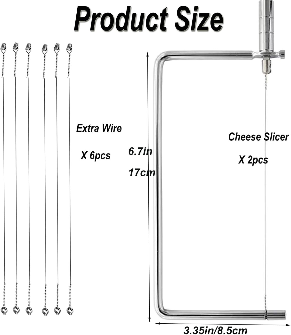 Cheese Cutter Board Accessories Kitchen Knife Marble Block Cheese Slicer Stainless Steel Components DIY for Making Giftable Cheese Cutting Boards with Hardware Cheese Slicer Kit,(2Slicer+8Wires)7in