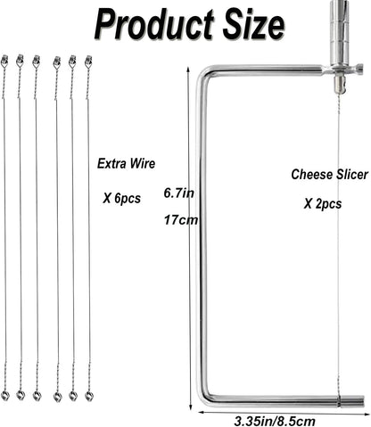 Cheese Cutter Board Accessories Kitchen Knife Marble Block Cheese Slicer Stainless Steel Components DIY for Making Giftable Cheese Cutting Boards with Hardware Cheese Slicer Kit,(2Slicer+8Wires)7in