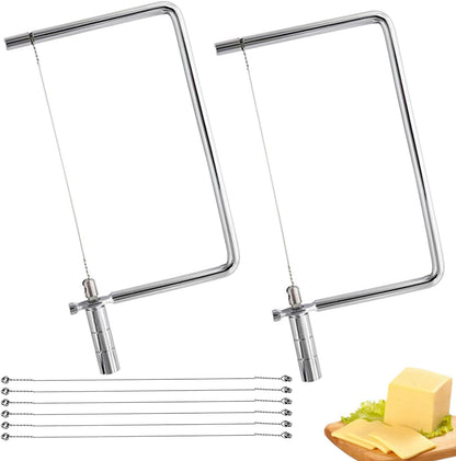 Cheese Cutter Board Accessories Kitchen Knife Marble Block Cheese Slicer Stainless Steel Components DIY for Making Giftable Cheese Cutting Boards with Hardware Cheese Slicer Kit,(2Slicer+8Wires)7in