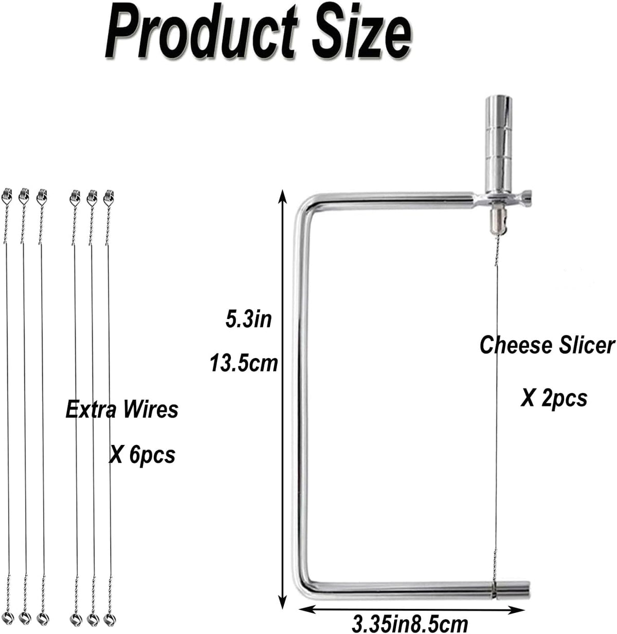 Cheese Cutter Board Accessories Kitchen Knife Marble Block Cheese Slicer Stainless Steel Components DIY for Making Giftable Cheese Cutting Boards with Hardware Cheese Slicer Kit,(2Slicer+8Wires)7in