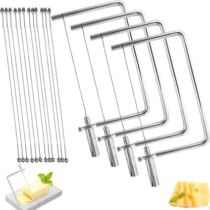 Cheese Cutter Board Accessories Kitchen Knife Marble Block Cheese Slicer Stainless Steel Components DIY for Making Giftable Cheese Cutting Boards with Hardware Cheese Slicer Kit,(2Slicer+8Wires)7in