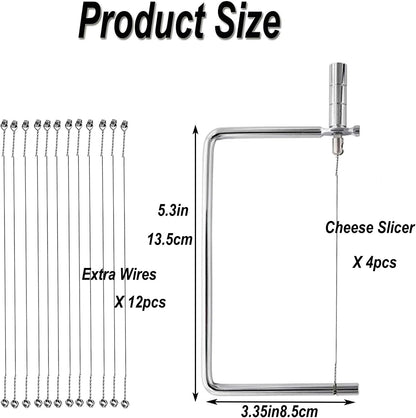 Cheese Cutter Board Accessories Kitchen Knife Marble Block Cheese Slicer Stainless Steel Components DIY for Making Giftable Cheese Cutting Boards with Hardware Cheese Slicer Kit,(2Slicer+8Wires)7in