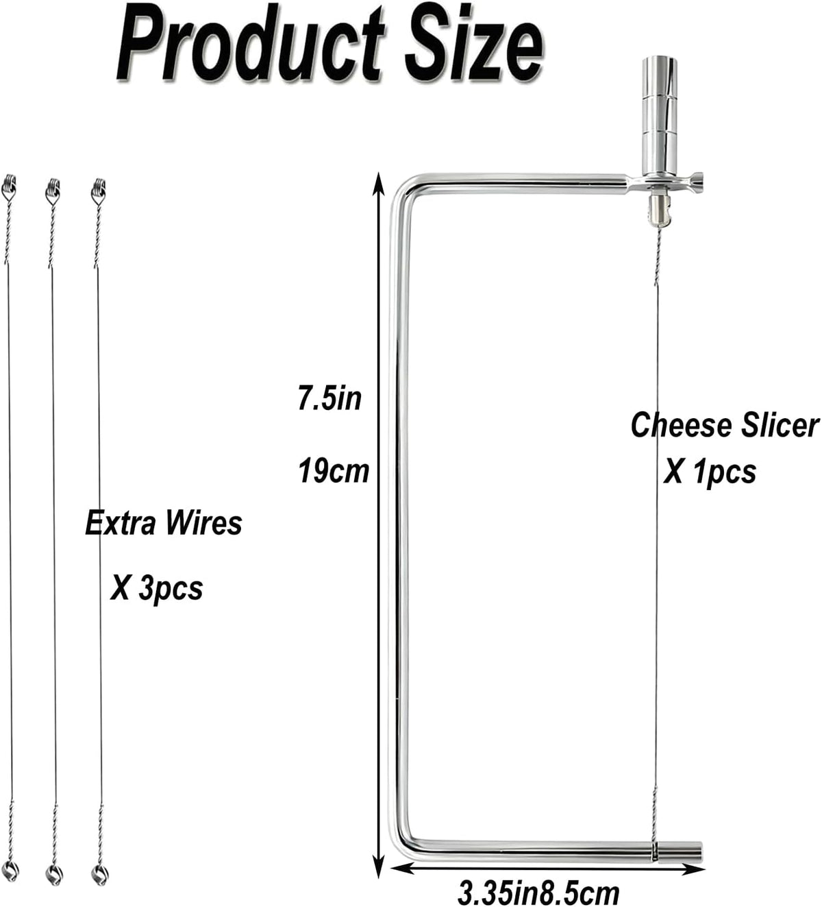 Cheese Cutter Board Accessories Kitchen Knife Marble Block Cheese Slicer Stainless Steel Components DIY for Making Giftable Cheese Cutting Boards with Hardware Cheese Slicer Kit,(2Slicer+8Wires)7in