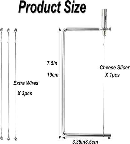 Cheese Cutter Board Accessories Kitchen Knife Marble Block Cheese Slicer Stainless Steel Components DIY for Making Giftable Cheese Cutting Boards with Hardware Cheese Slicer Kit,(2Slicer+8Wires)7in