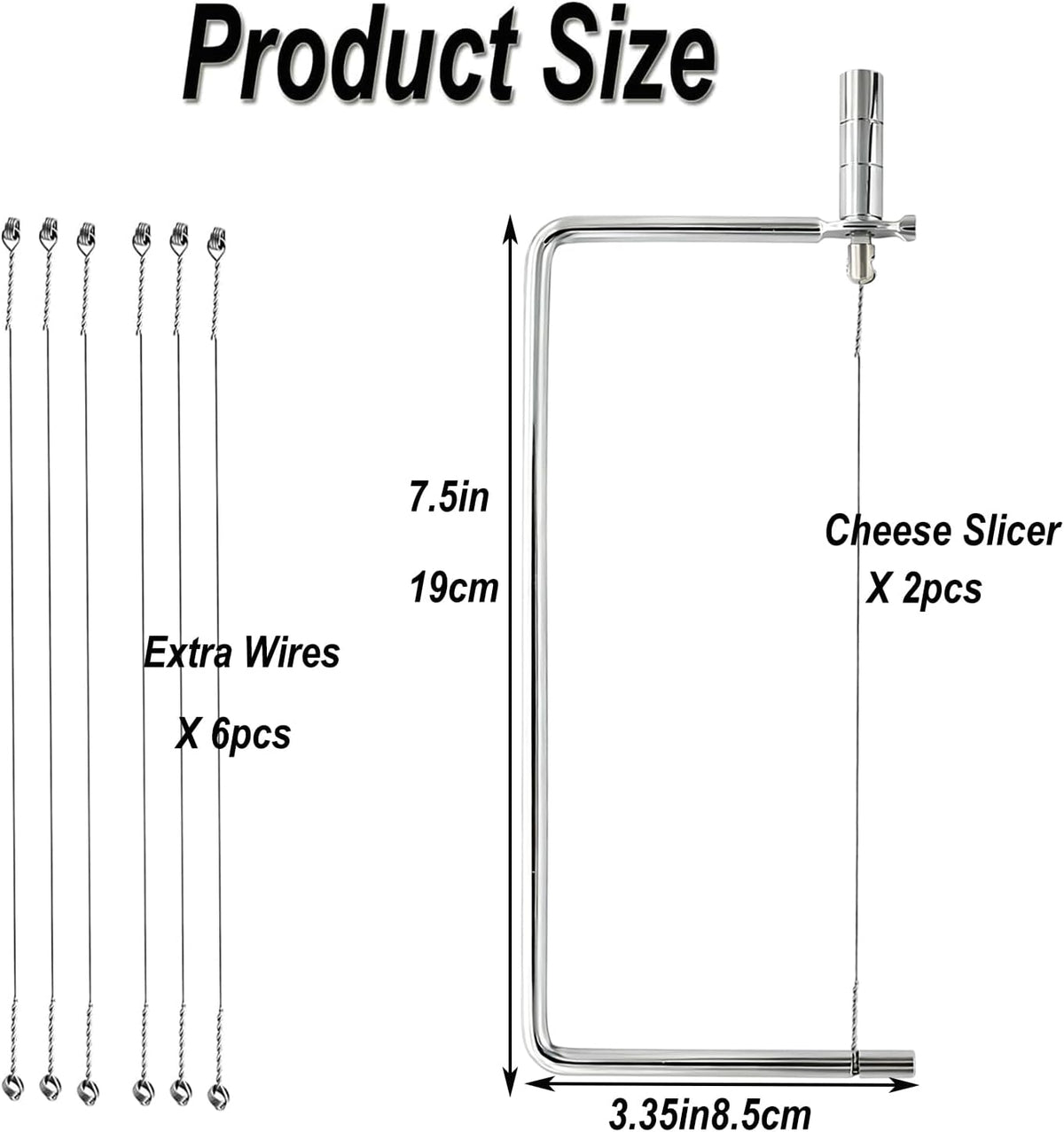 Cheese Cutter Board Accessories Kitchen Knife Marble Block Cheese Slicer Stainless Steel Components DIY for Making Giftable Cheese Cutting Boards with Hardware Cheese Slicer Kit,(2Slicer+8Wires)7in